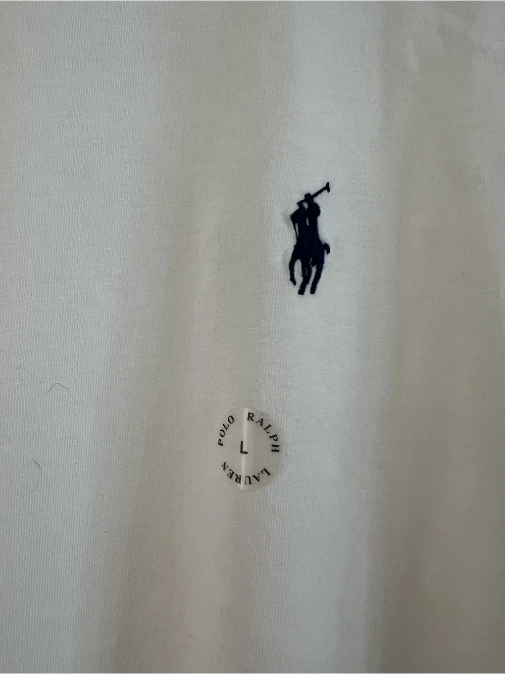 Polo by Ralph Lauren White Crew Neck T-Shirt with Navy Pony L